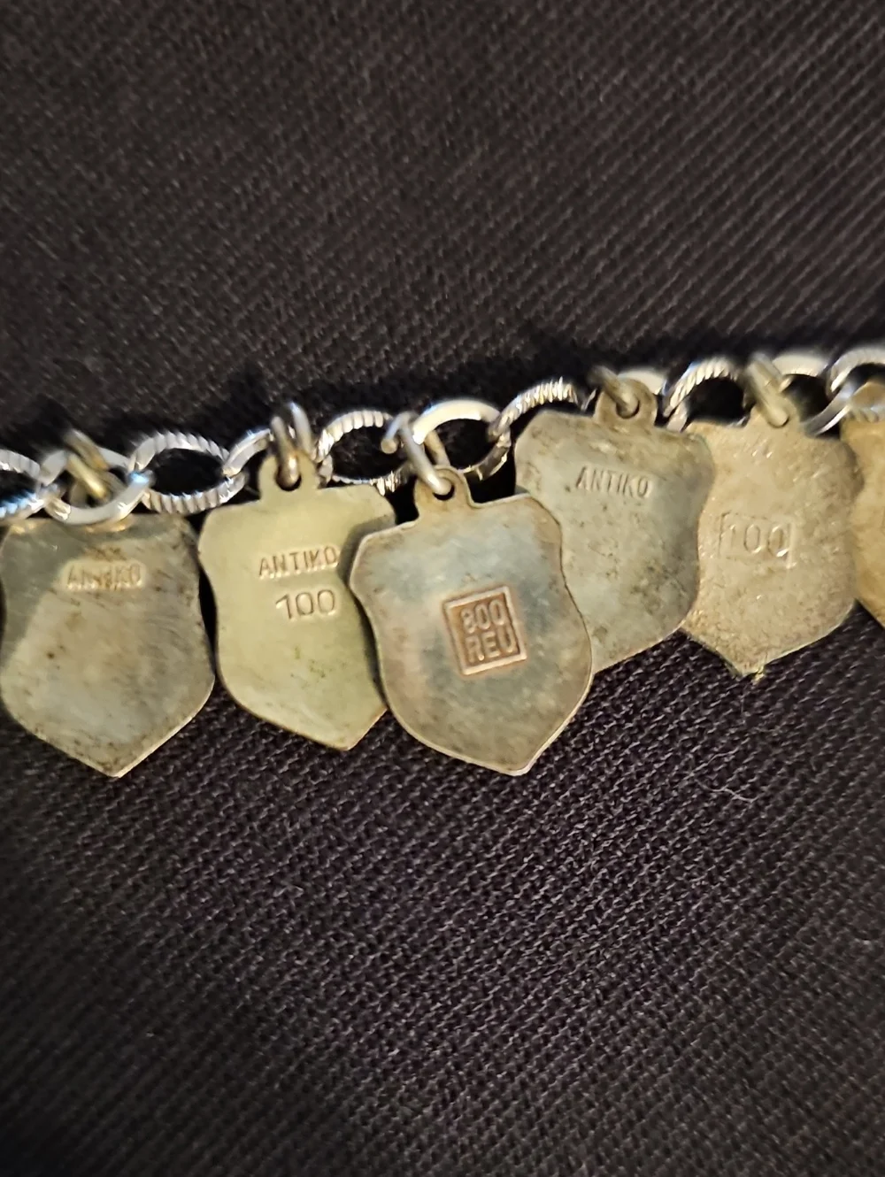 Vintage European Travel Shield Charm Bracelet